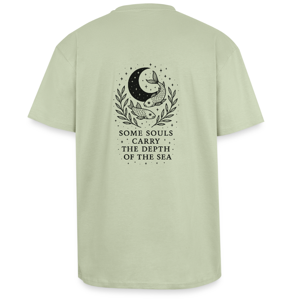 Unisex Oversize T-Shirt "Pisces" - Leichtes Salbeigrün 