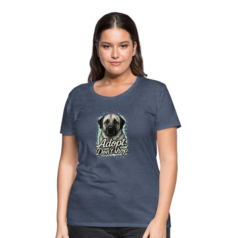Damen T-Shirt "Adopt. Don't shop." mint - Blau meliert