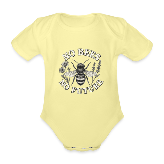Baby Bio-Kurzarm-Body "No Bees - No Future" - Hellgelb