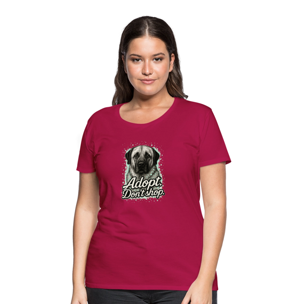 Damen T-Shirt "Adopt. Don't shop." mint - dunkles Pink