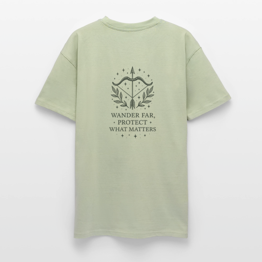 Unisex Oversize T-Shirt "Sagittarius" - Leichtes Salbeigrün 