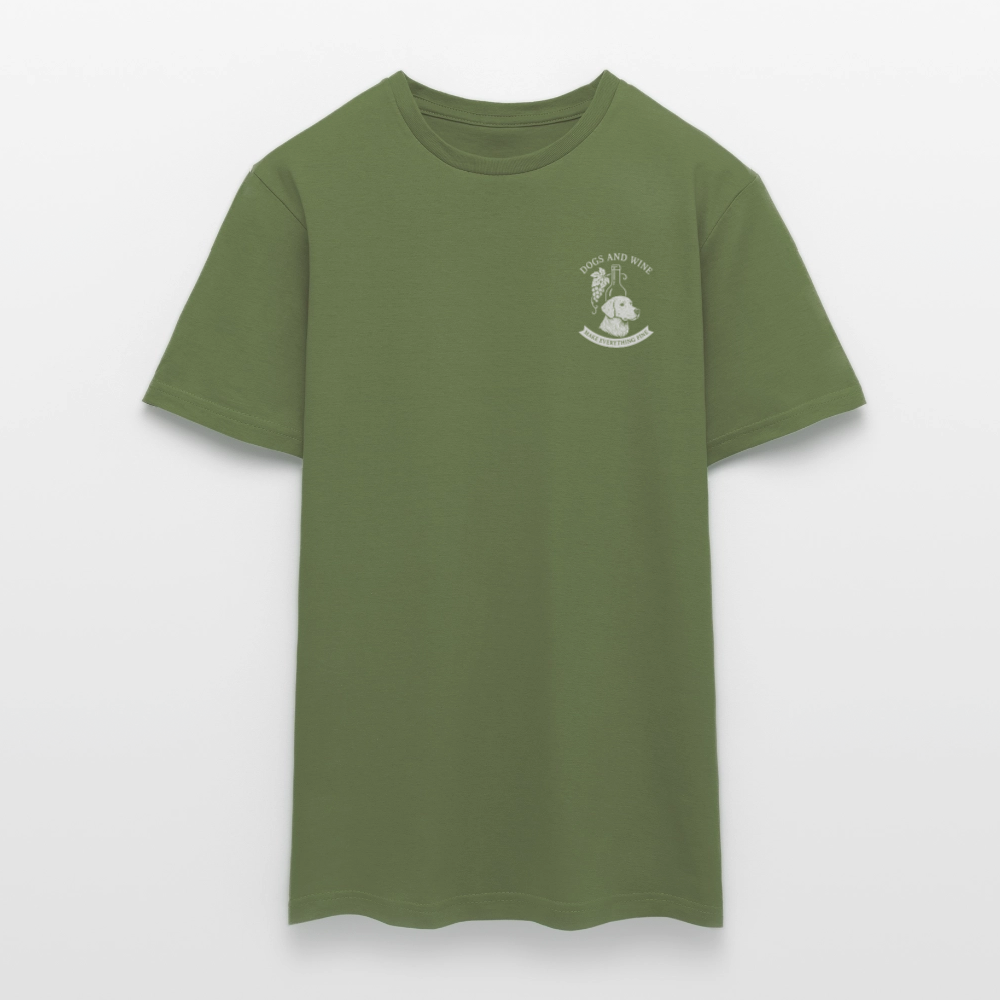 Unisex Fit T-Shirt "Dogs&Wine" - Militärgrün
