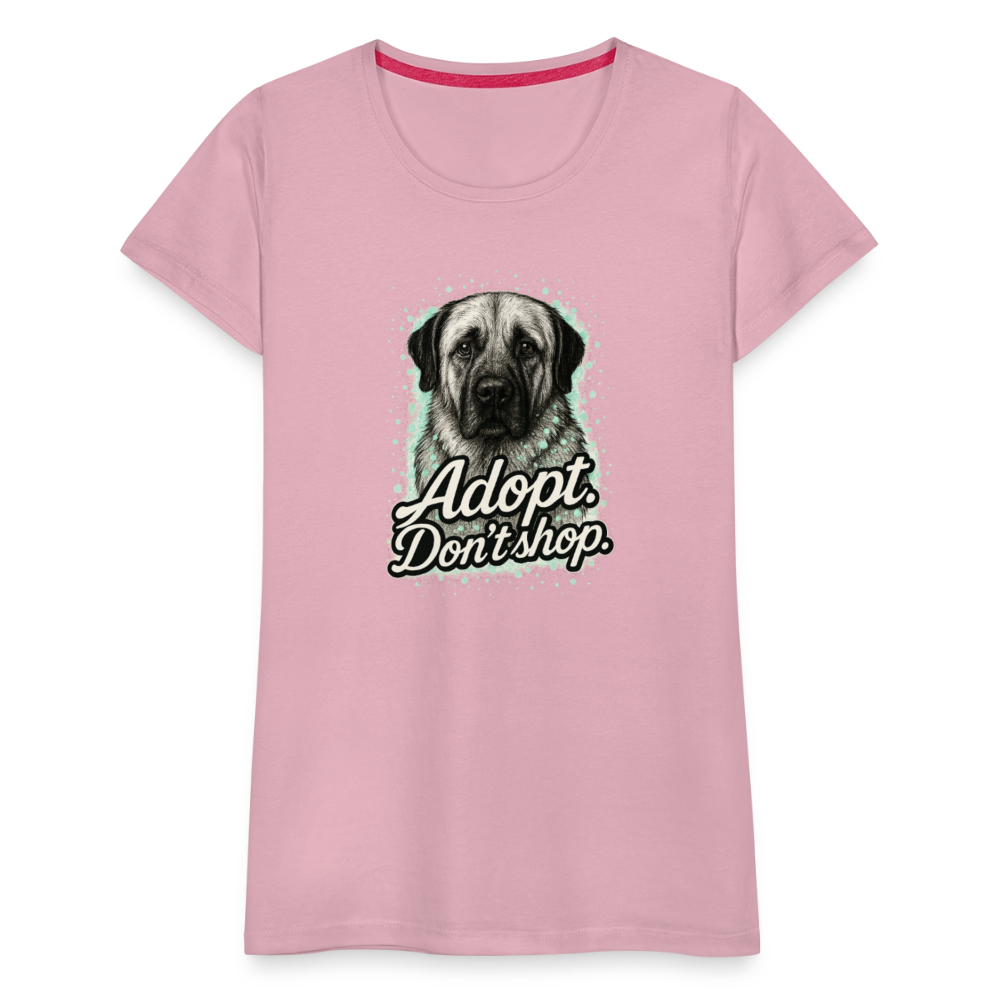 Damen T-Shirt "Adopt. Don't shop." mint - Hellrosa