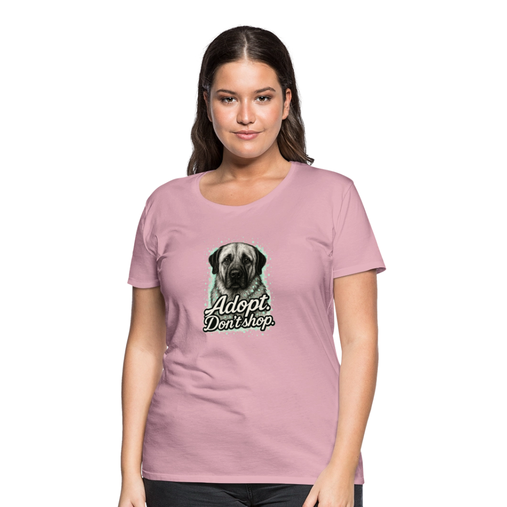 Damen T-Shirt "Adopt. Don't shop." mint - Hellrosa