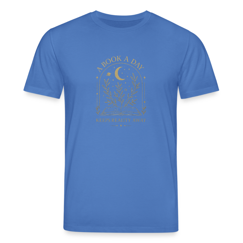 Unisex Bio-T-Shirt „A book a day“ - Achtsames Blau