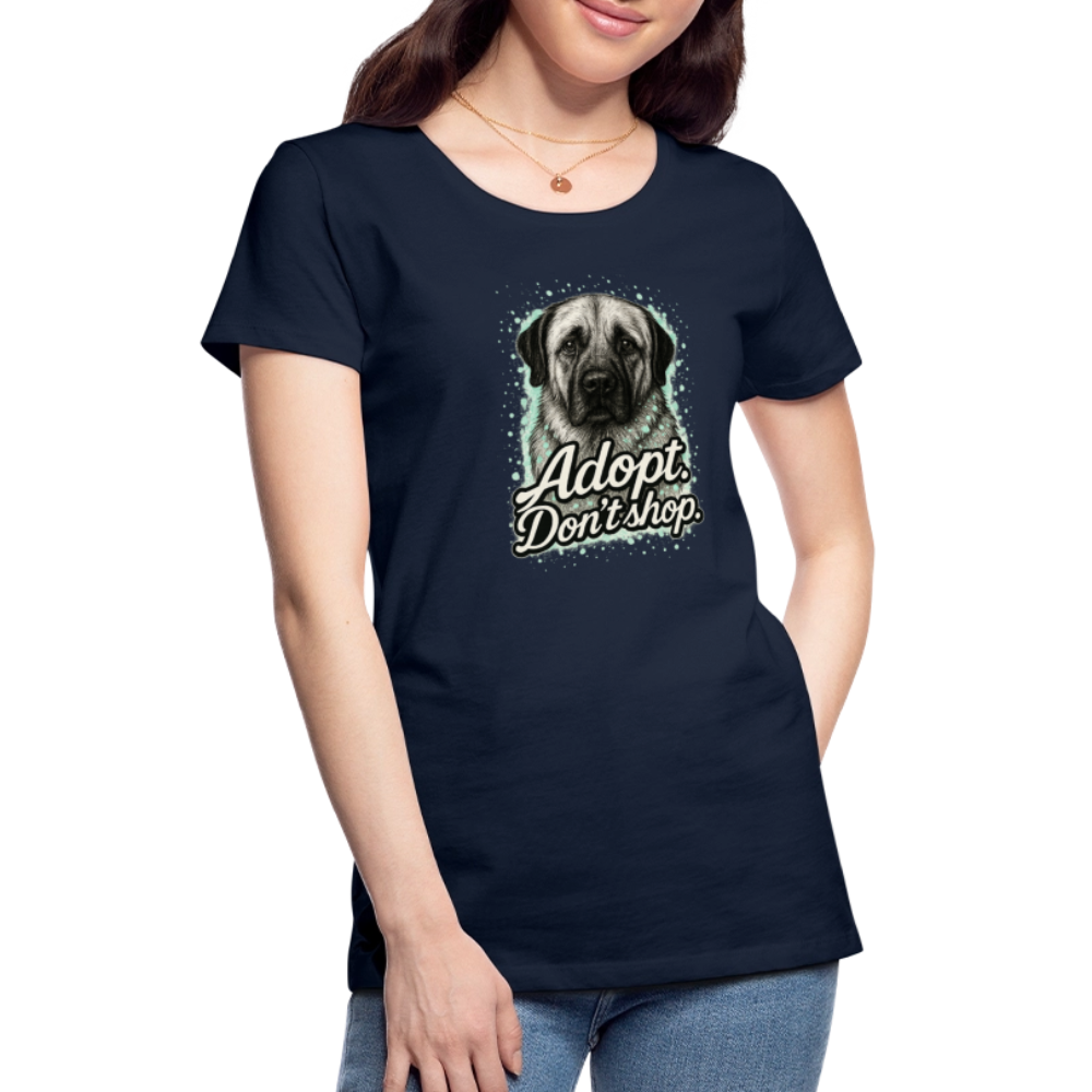 Damen T-Shirt "Adopt. Don't shop." mint - Navy