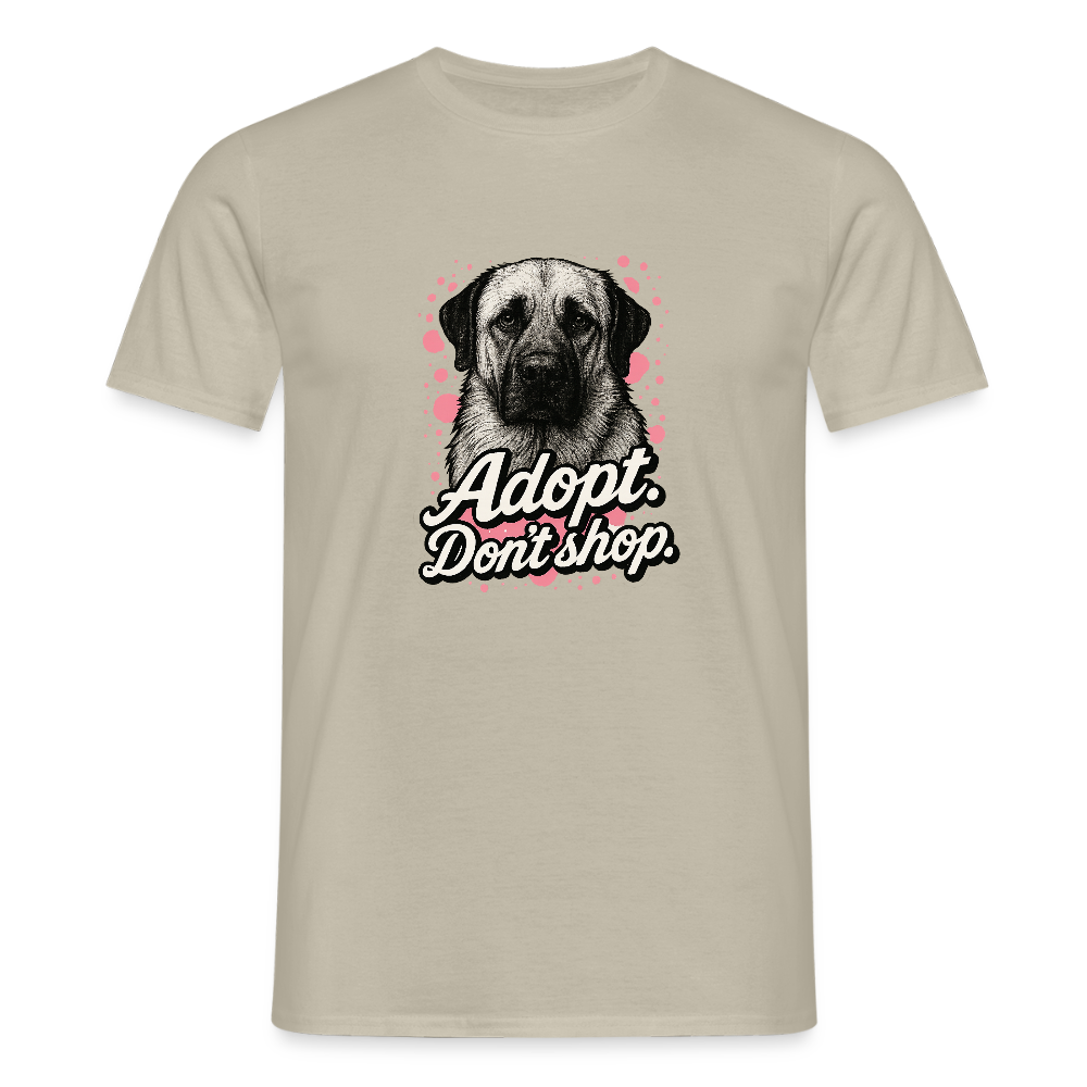 Herren T-Shirt "Adopt. Don't shop" rosa - Sandbeige