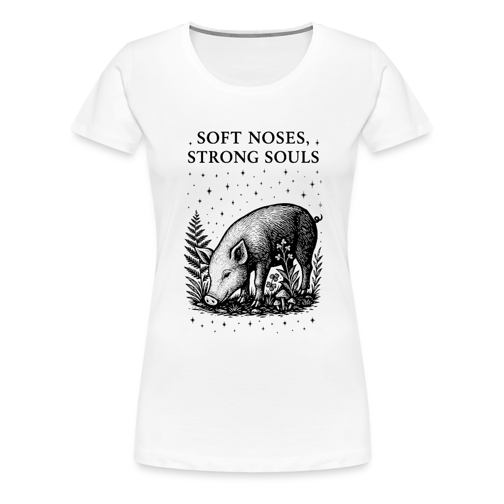 Damen Slim Fit T-Shirt "Soft noses, strong souls" - Weiß