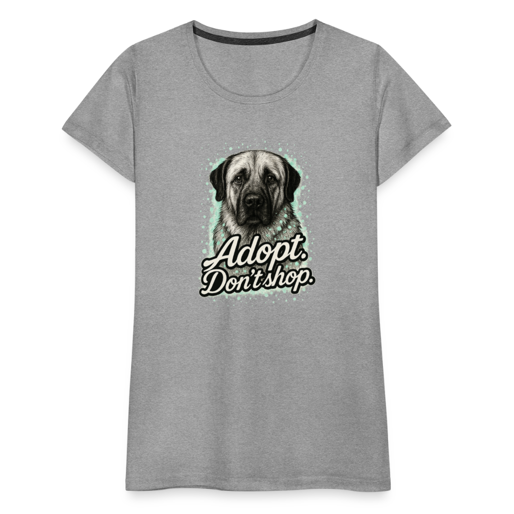 Damen T-Shirt "Adopt. Don't shop." mint - Grau meliert