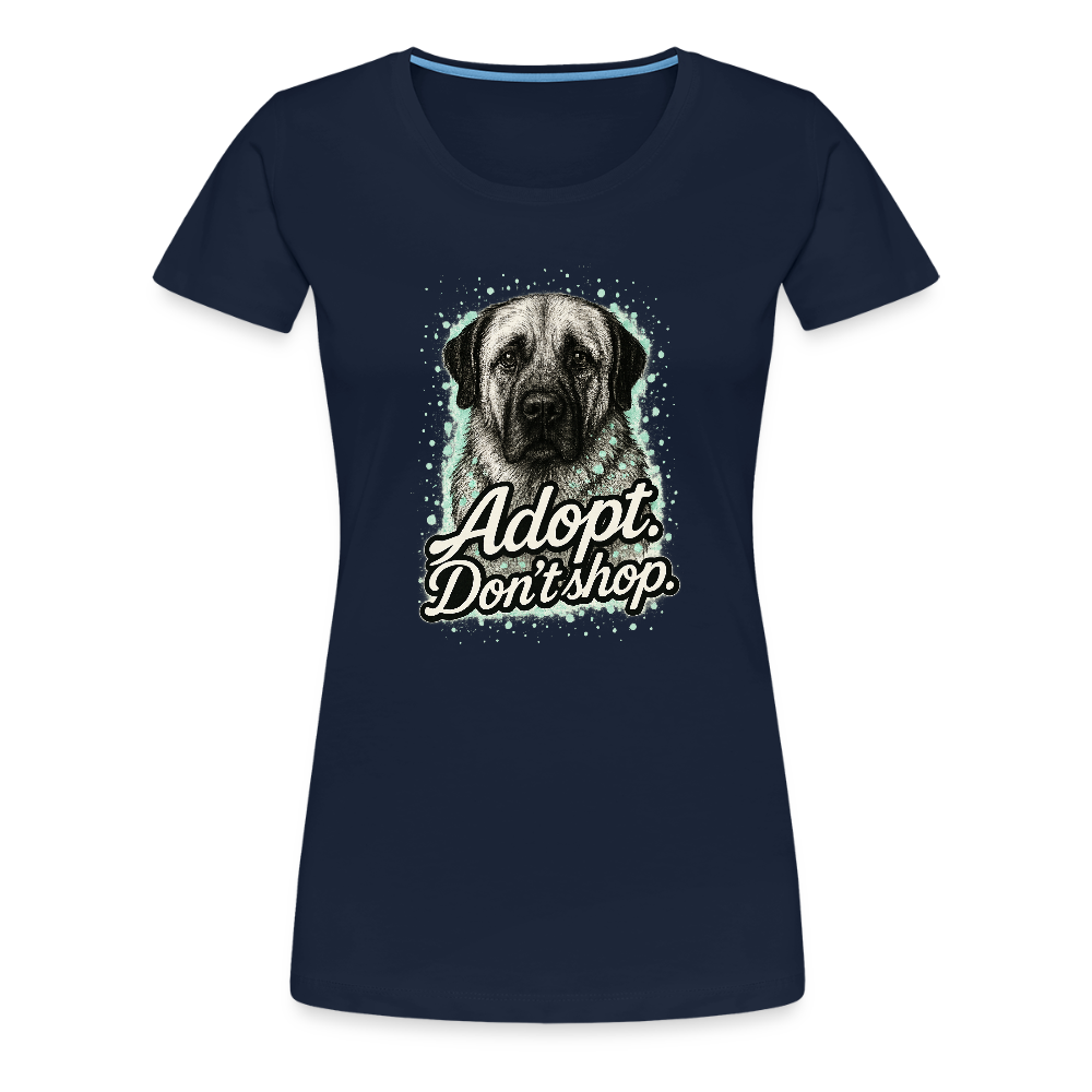 Damen T-Shirt "Adopt. Don't shop." mint - Navy