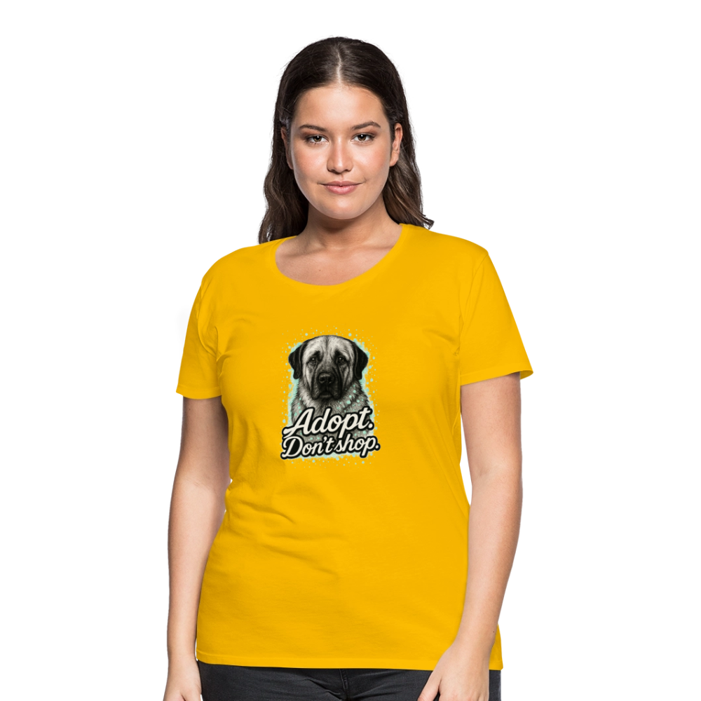 Damen T-Shirt "Adopt. Don't shop." mint - Sonnengelb