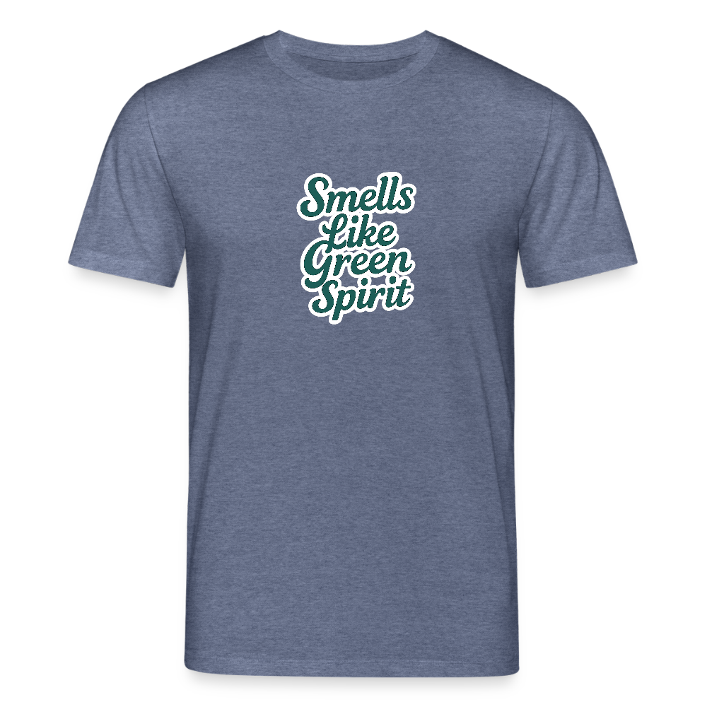 Unisex Bio-T-Shirt „Smells like green spirit“ - Dunkelblau meliert