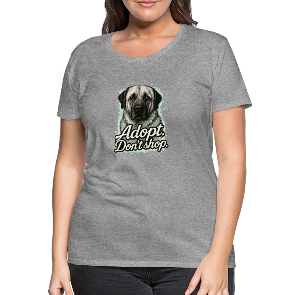 Damen T-Shirt "Adopt. Don't shop." mint - Grau meliert