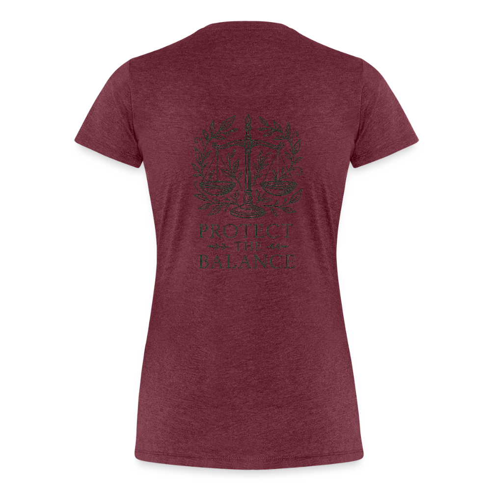 Damen Slim Fit T-Shirt "Libra" - Bordeauxrot meliert