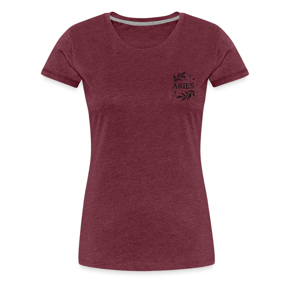 Damen Slim Fit T-Shirt „Aries“ - Bordeauxrot meliert