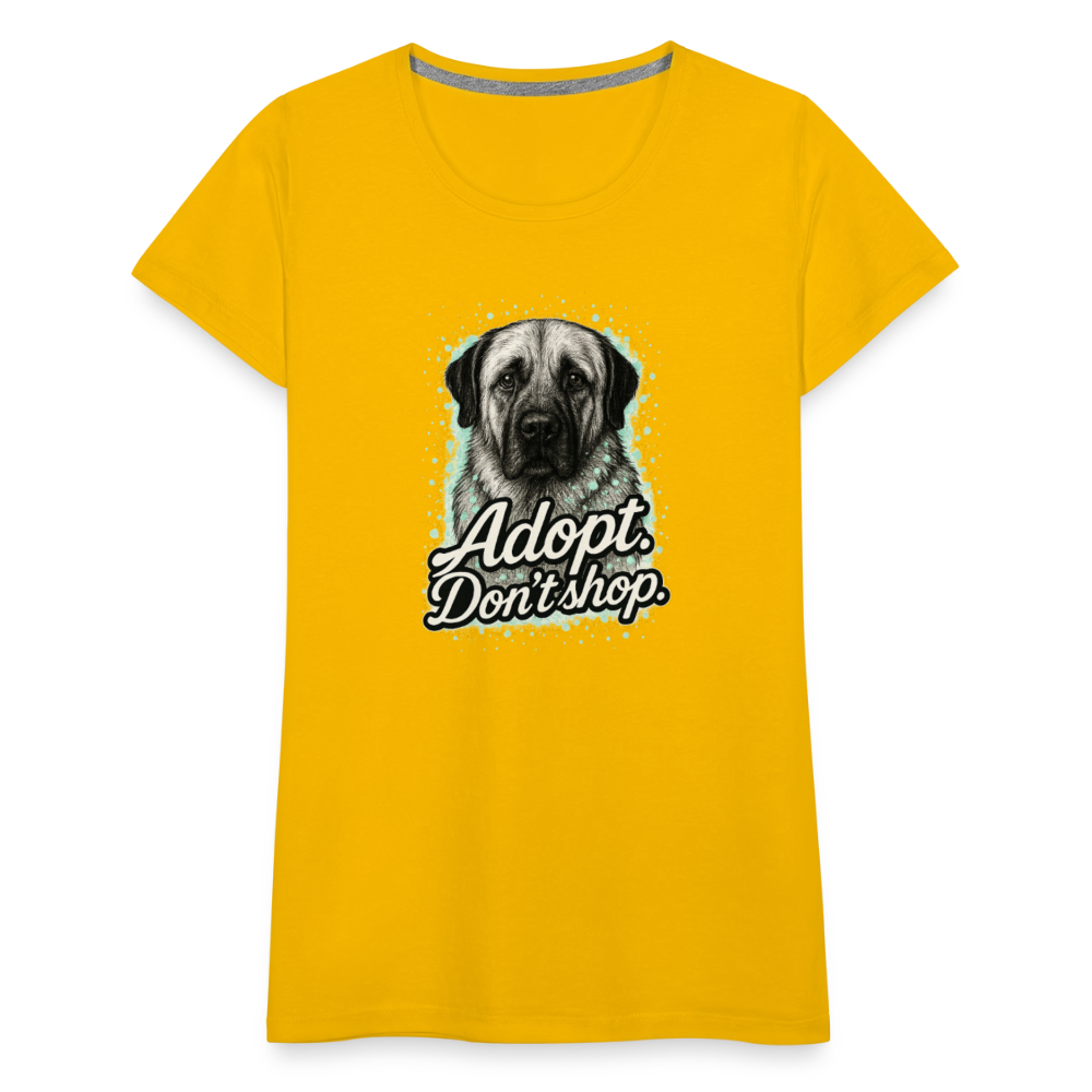 Damen T-Shirt "Adopt. Don't shop." mint - Sonnengelb