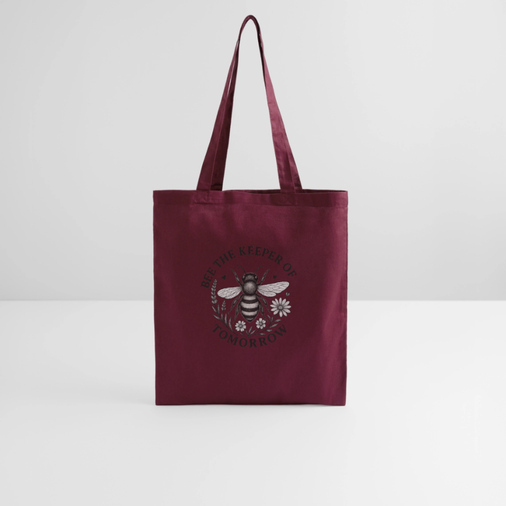 Stoffbeutel "Bee the Keeper of Tomorrow" - Burgunderrot