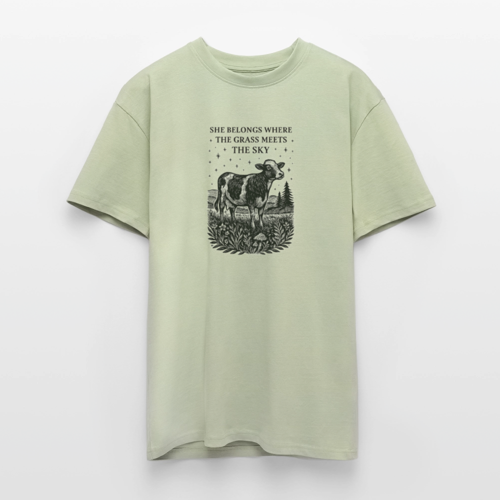 Unisex T-Shirt "Cow" - Leichtes Salbeigrün 
