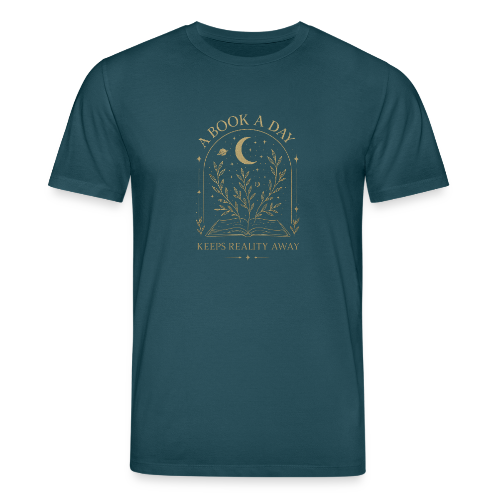 Unisex Bio-T-Shirt „A book a day“ - Dunkles Petrol