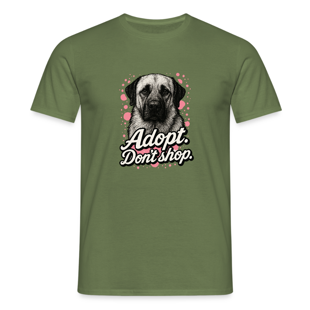 Herren T-Shirt "Adopt. Don't shop" rosa - Militärgrün