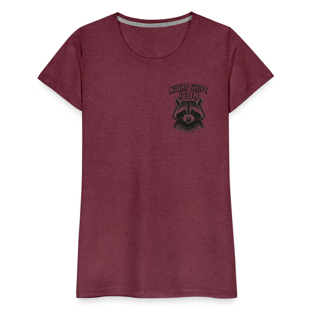 Damen T-Shirt "Night Shift Icon" - Bordeauxrot meliert