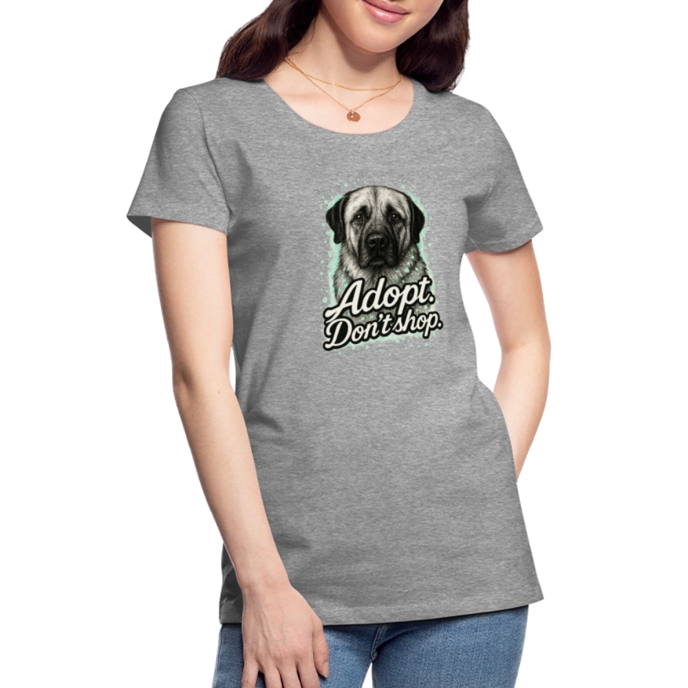Damen T-Shirt "Adopt. Don't shop." mint - Grau meliert