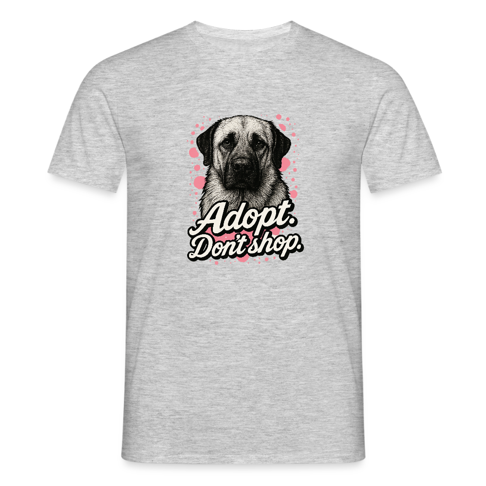 Herren T-Shirt "Adopt. Don't shop" rosa - Grau meliert