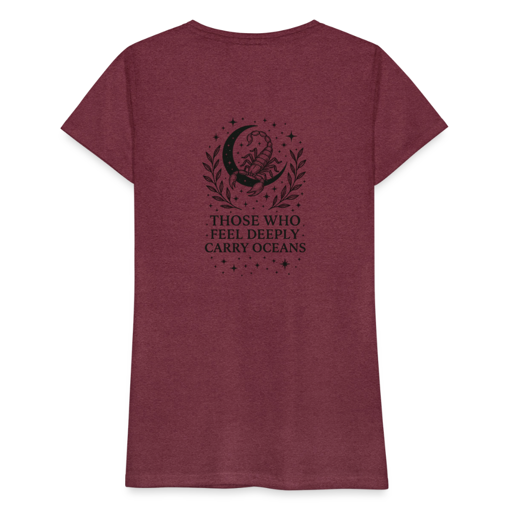 Damen Slim Fit T-Shirt "Scorpio" - Bordeauxrot meliert