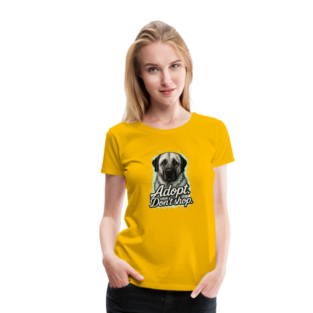 Damen T-Shirt "Adopt. Don't shop." mint - Sonnengelb