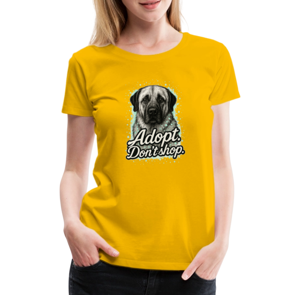 Damen T-Shirt "Adopt. Don't shop." mint - Sonnengelb