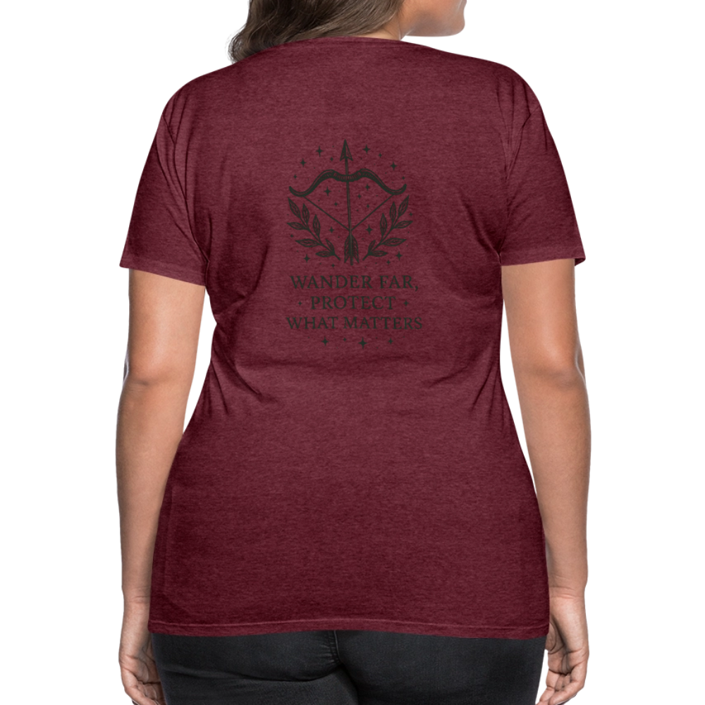 Damen Slim Fit T-Shirt "Sagittarius" - Bordeauxrot meliert